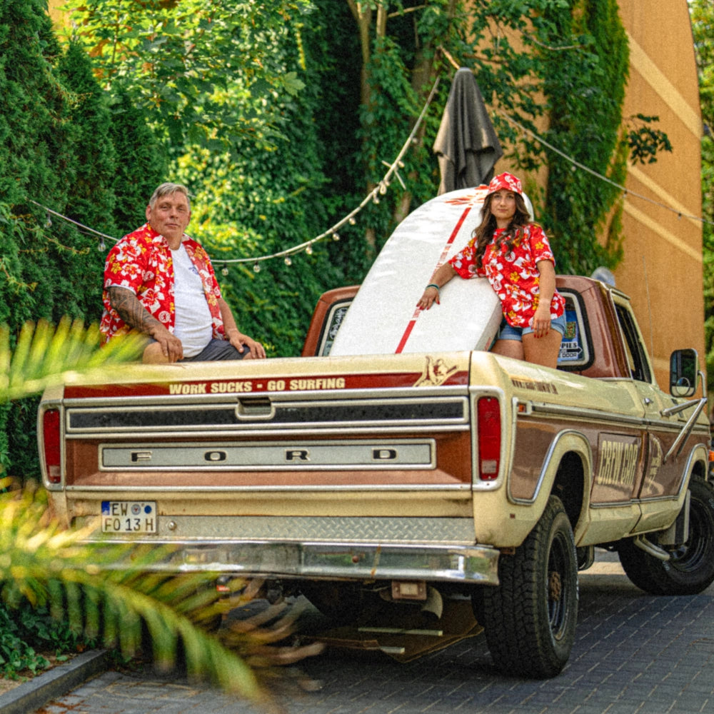 Hemd Hawaii - rot/bunt