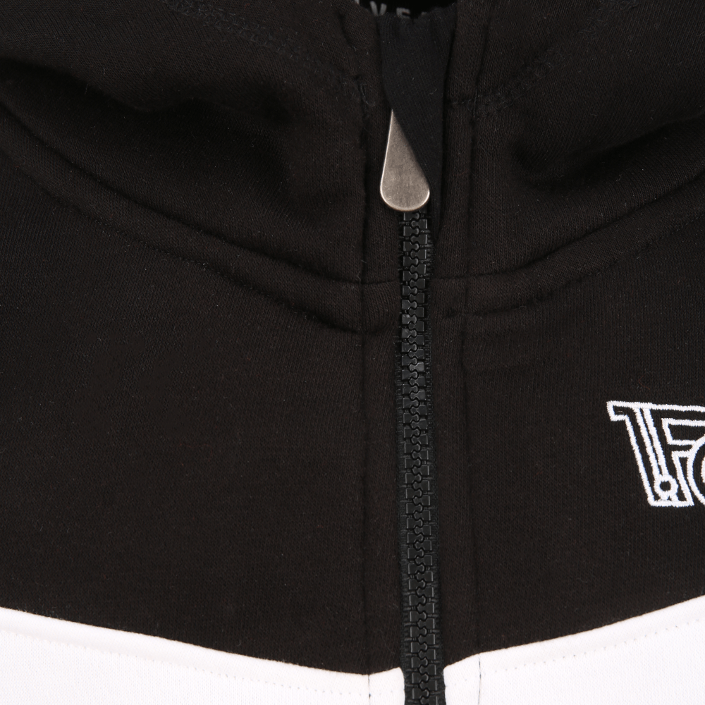 Kids' hooded jacket block stripes - black