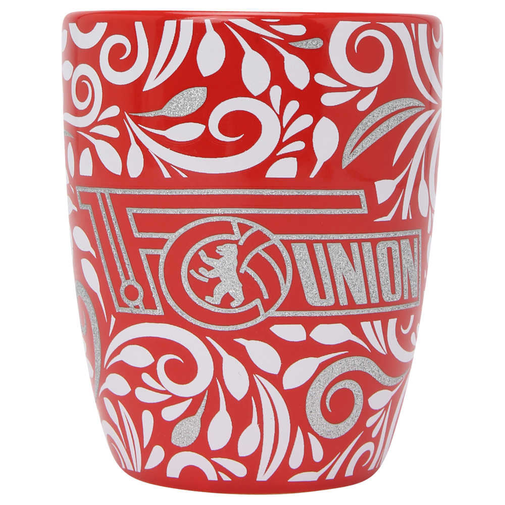 Tasse Logo Glitzer - rot/weiß