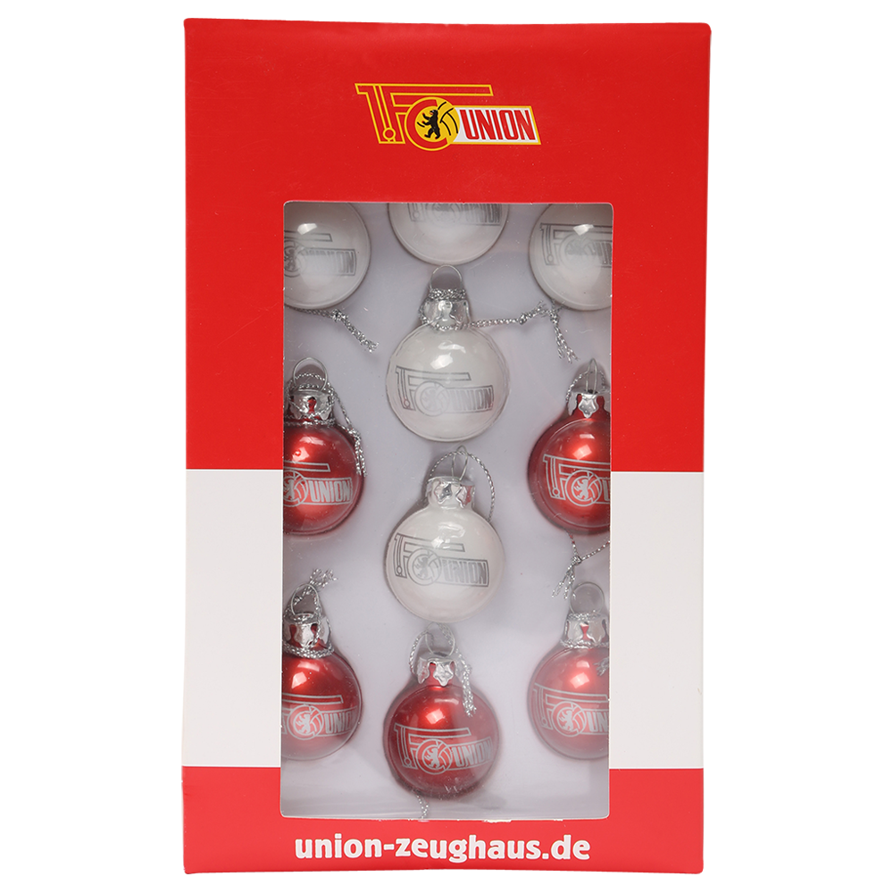 Juego de 10 mini bolas navideñas - rojo/blanco