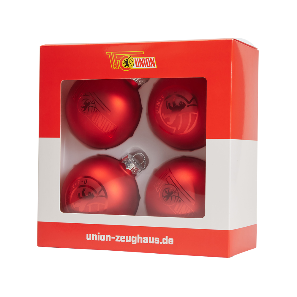 Weihnachtskugel Logo 4er Set - rot