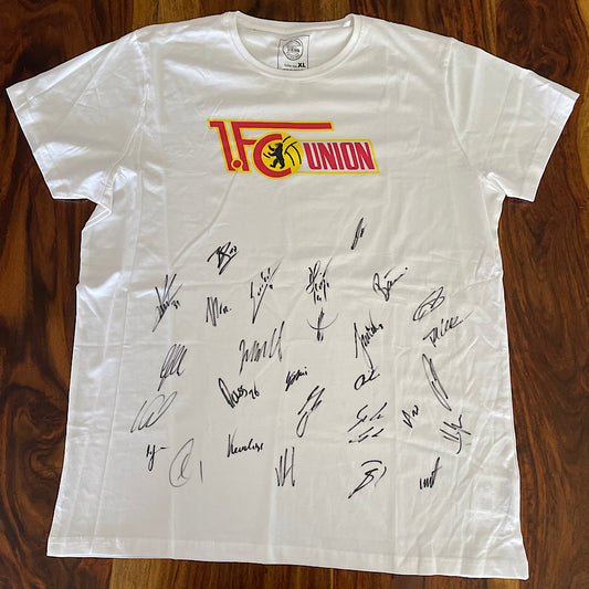 T-Shirt Logo Weiß - Signiert von der Mannschaft (Gr. XL)