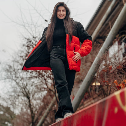 Winterjacke Logo - rot/schwarz