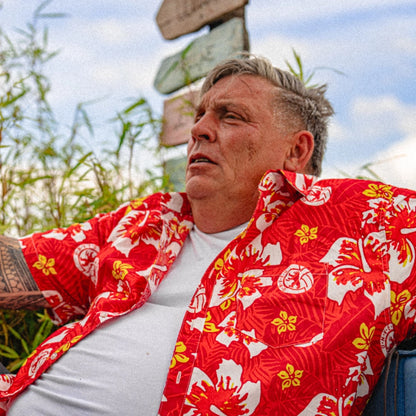 Hemd Hawaii - rot/bunt