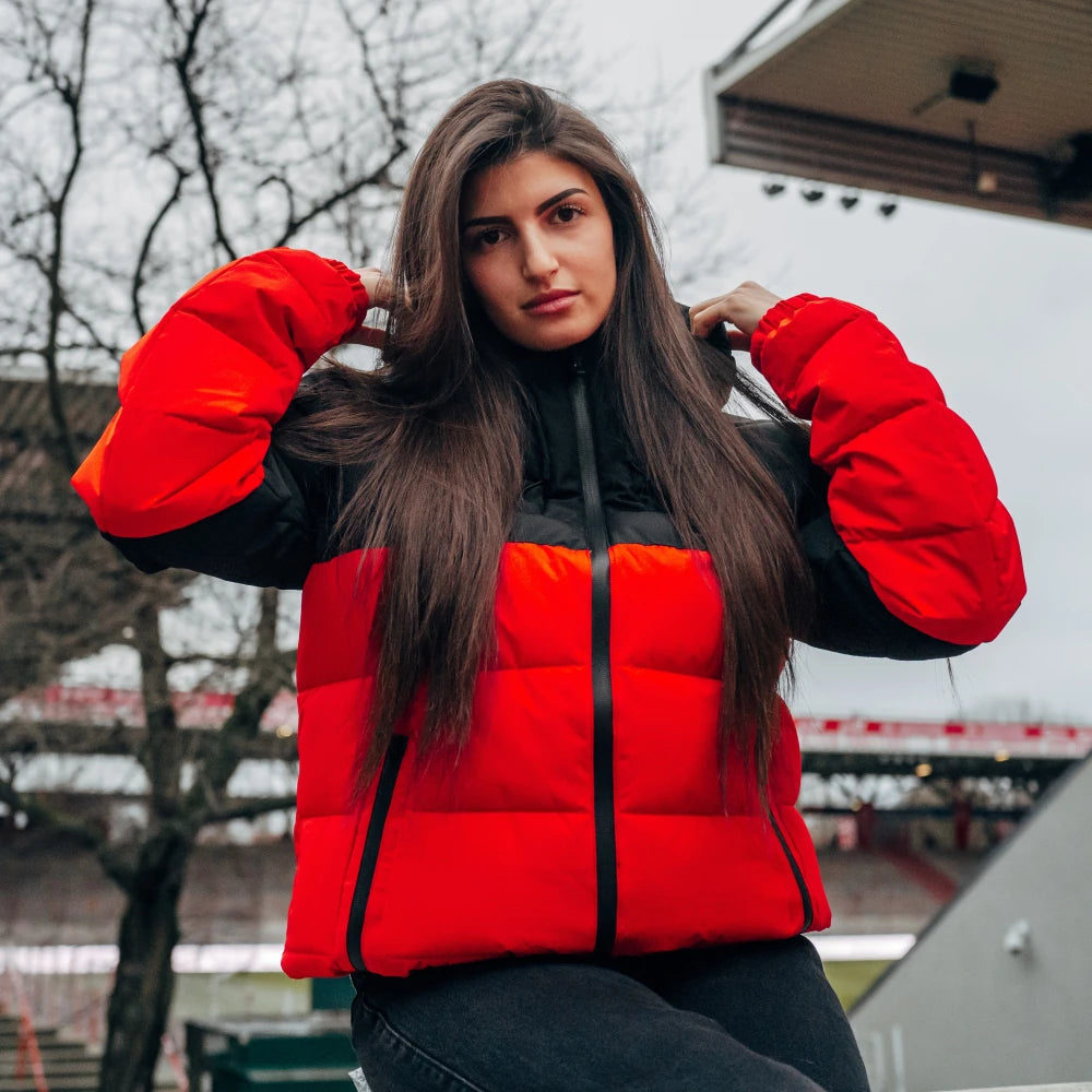 Winterjacke Logo - rot/schwarz