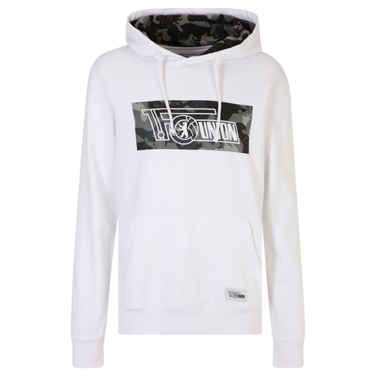 Sudadera con capucha y logotipo de camuflaje - blanca