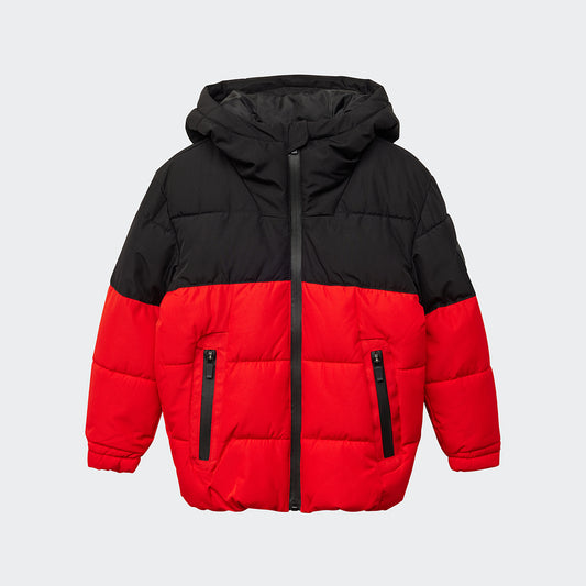 Kinder Winterjacke Logo - rot/schwarz