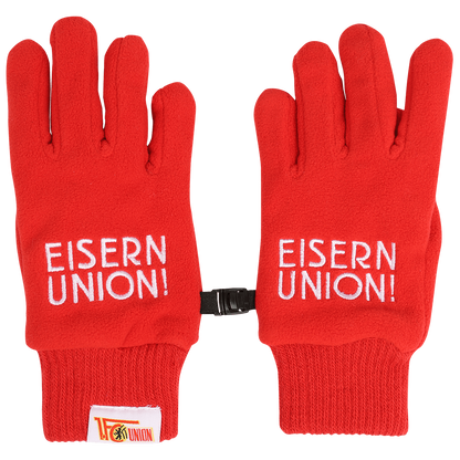 Kids Fleece Gloves Logo - red
