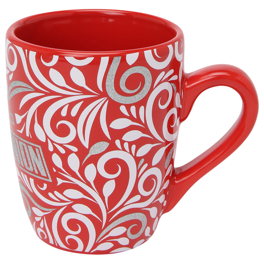 Mug logo glitter - red/white