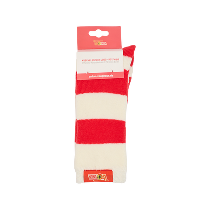 Calcetines de peluche con logo - rojo/blanco