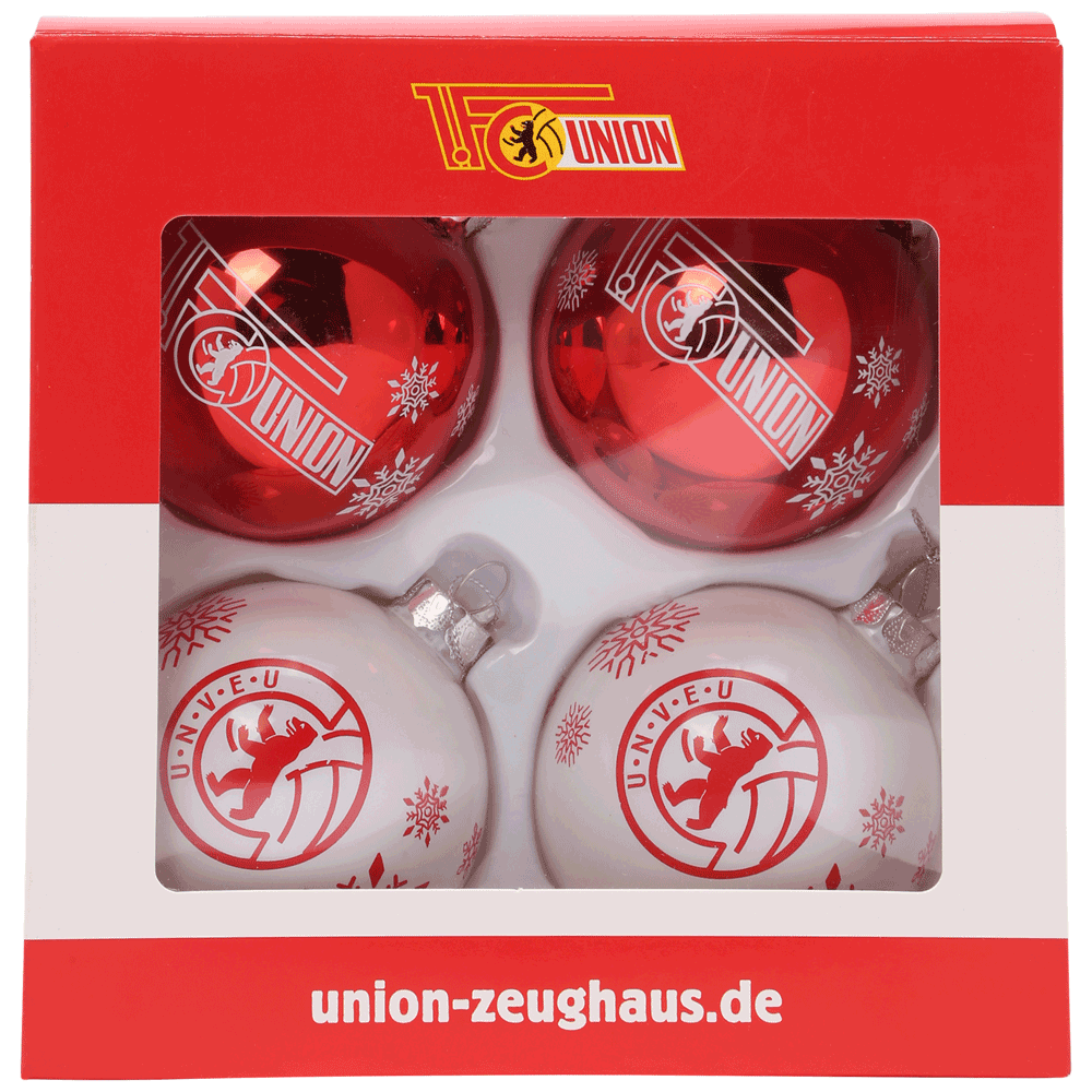 Weihnachtskugel 4er-Set - rot/weiß