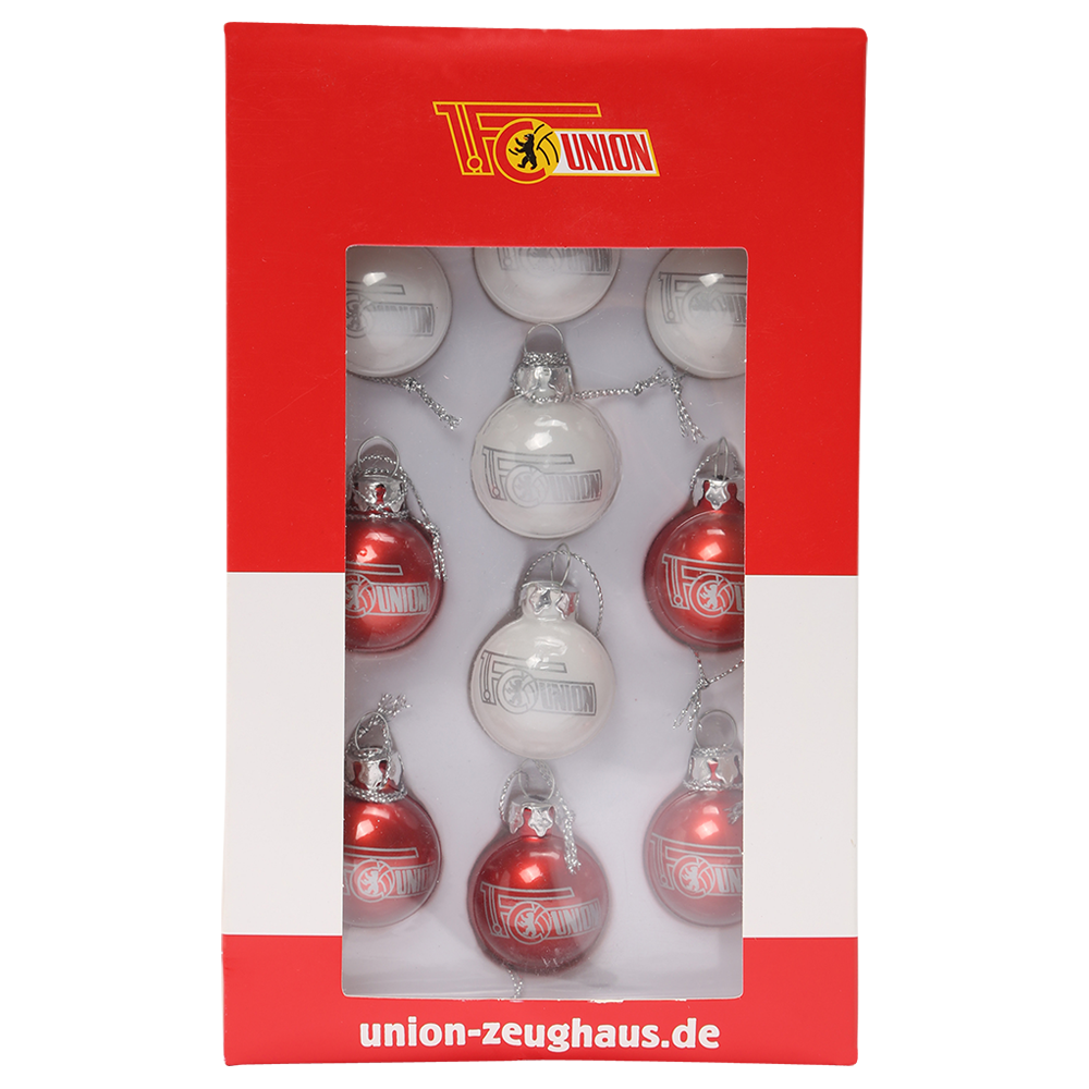 Mini Christmas balls set of 10 - red/white