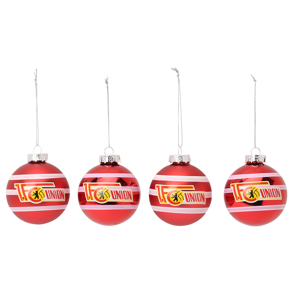 Christmas bauble stripes set of 4 - red/white